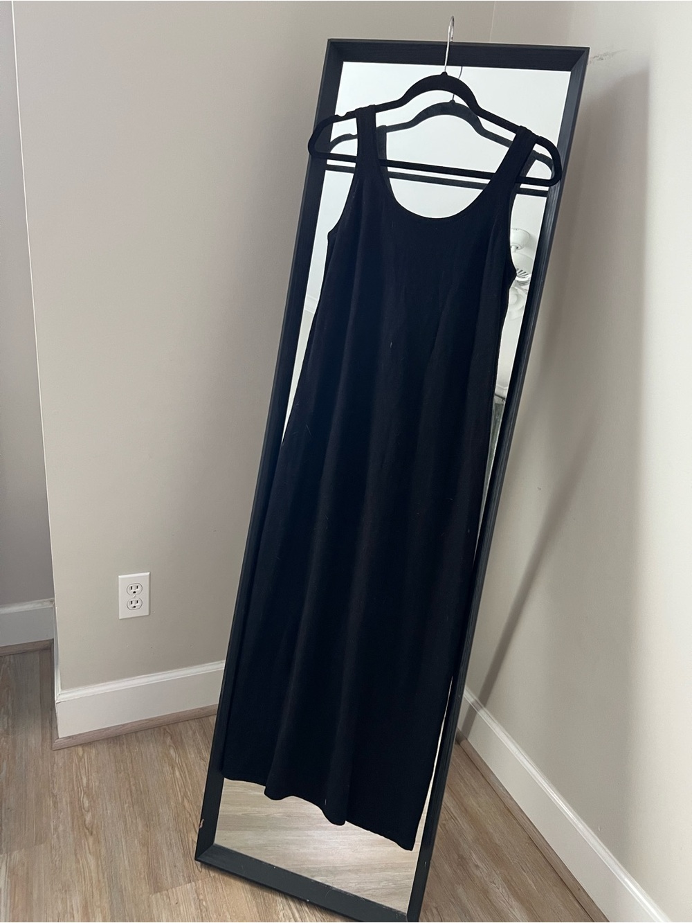 august silk Black Sleeveless Maxi Tank Cashmere Dress